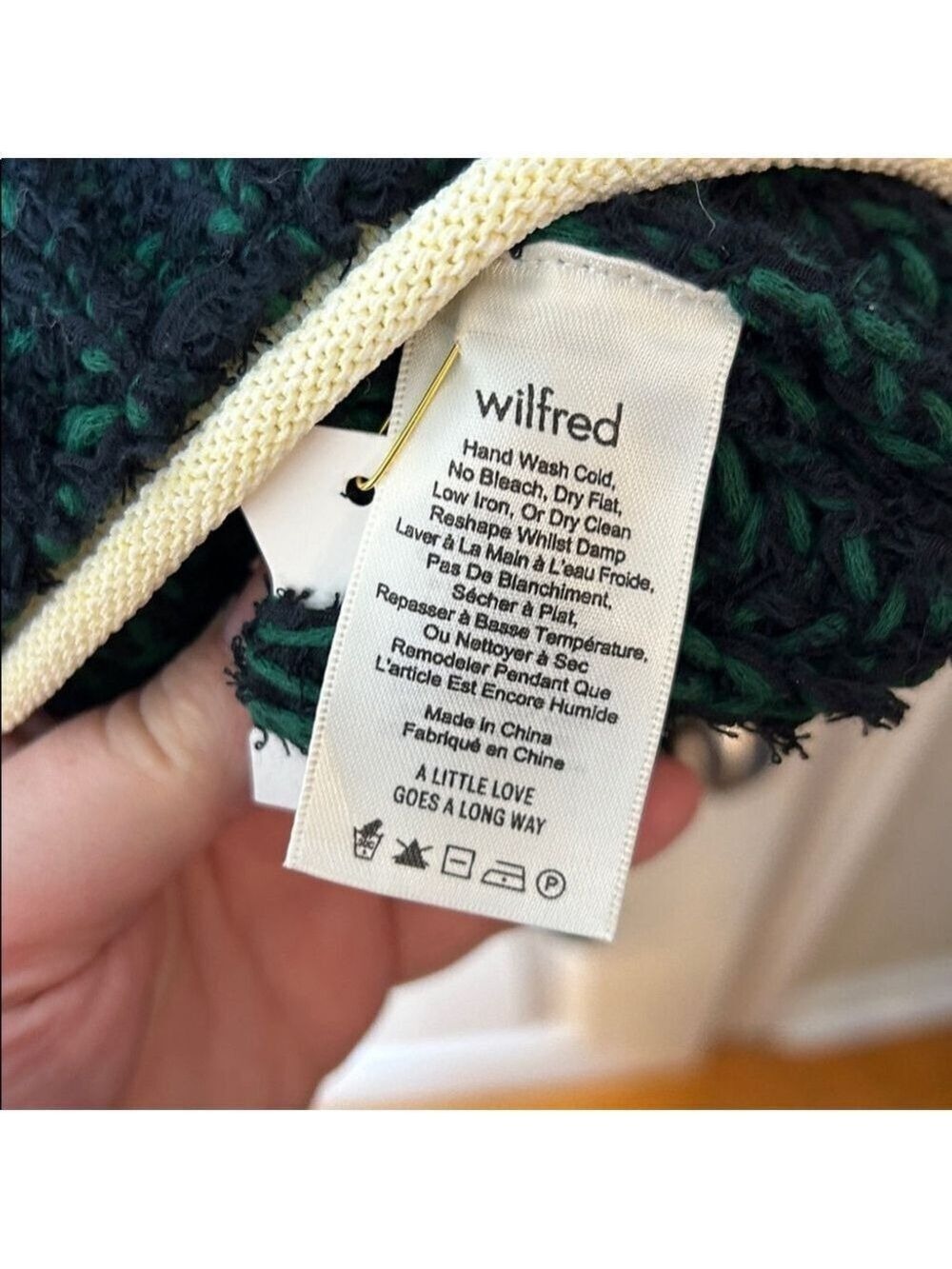 Wilfred Aritzia Eleanor black/botany chunky knit sweater size large NWT - Picture 5 of 8
